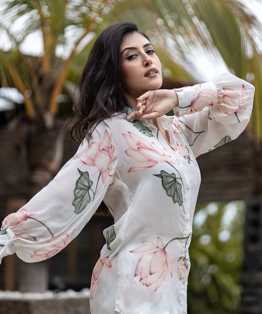 Lotus Co-ord Set in White