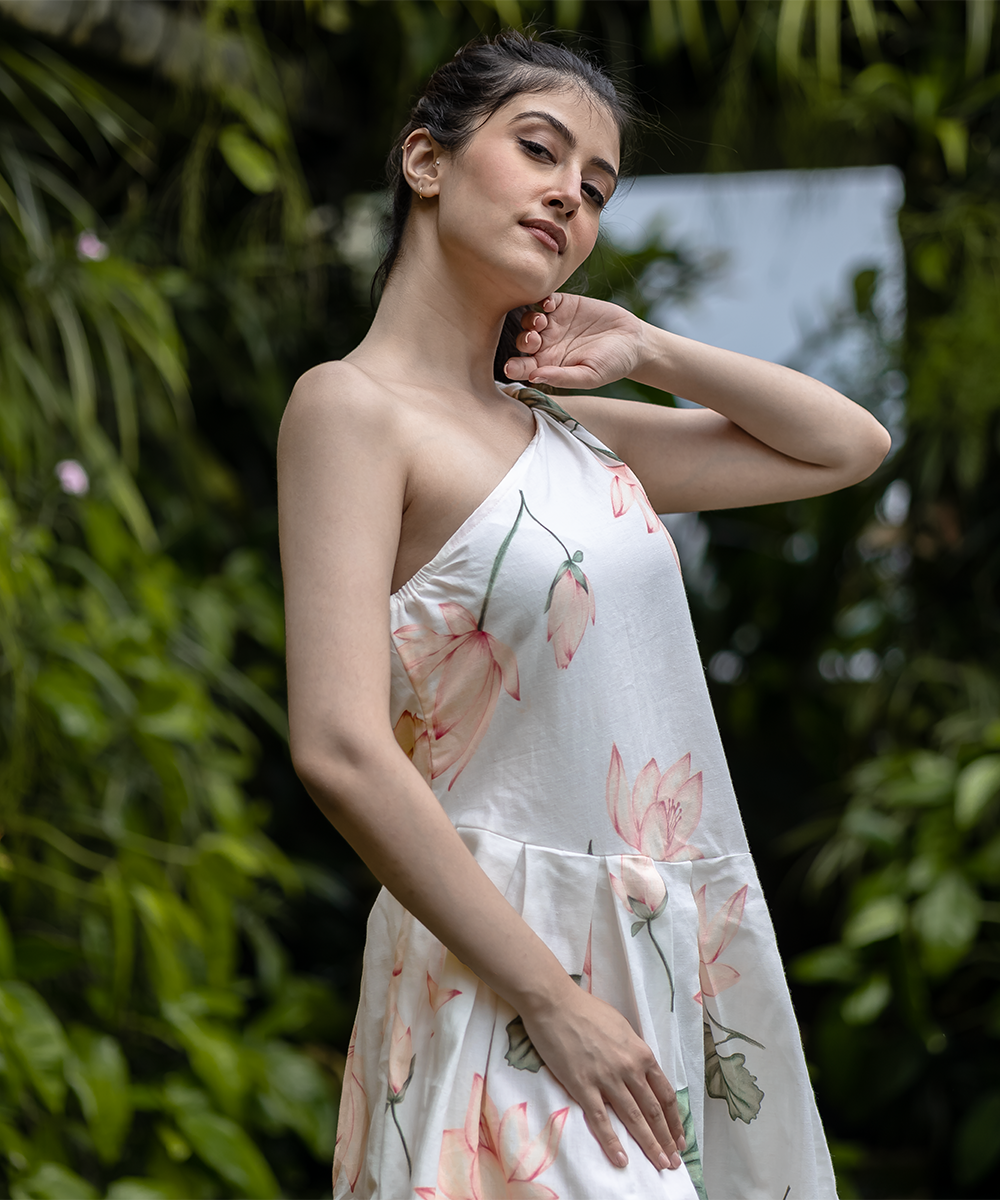 Lotus one shoulder dress