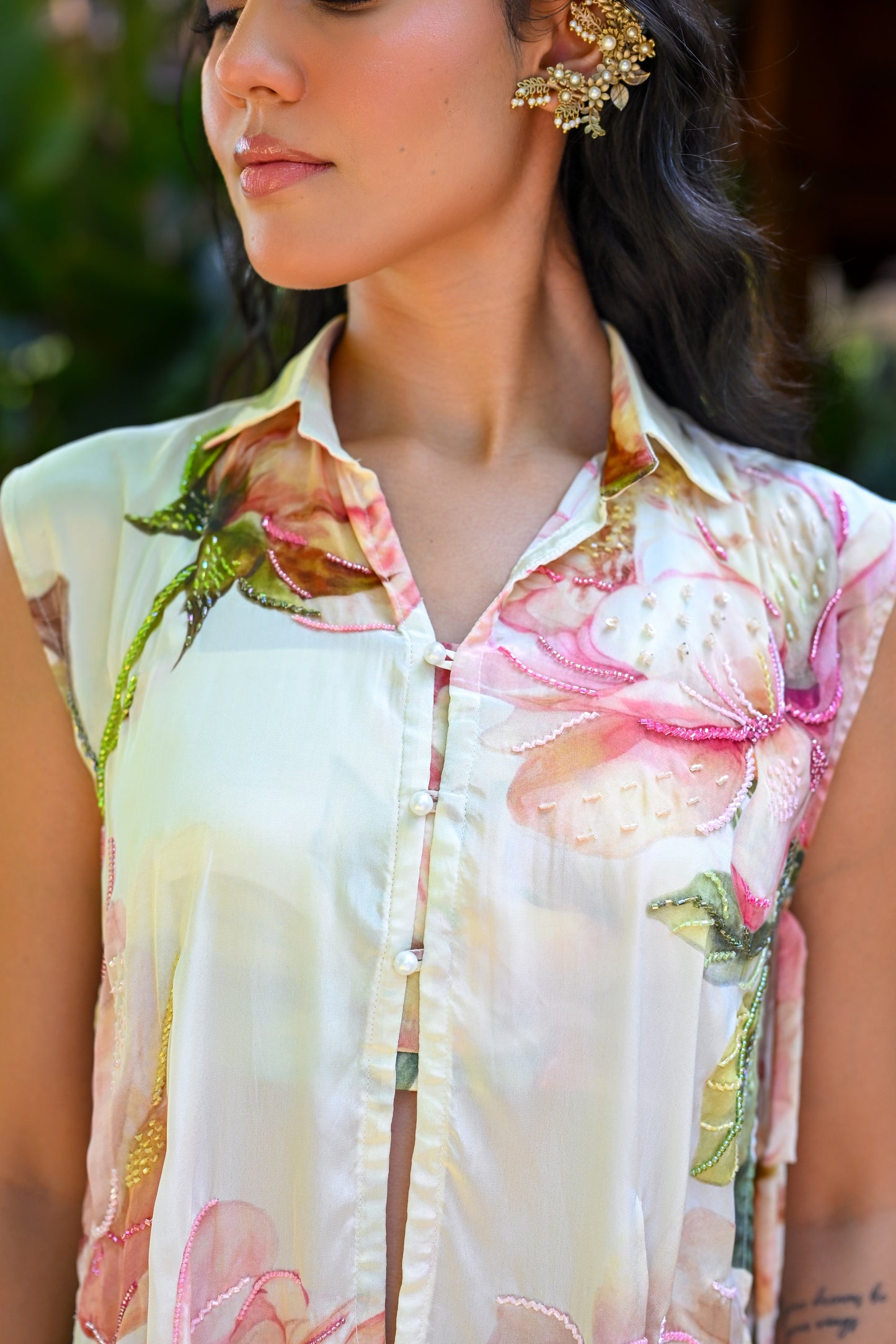 Peonies Apron and Midi Skirt Set