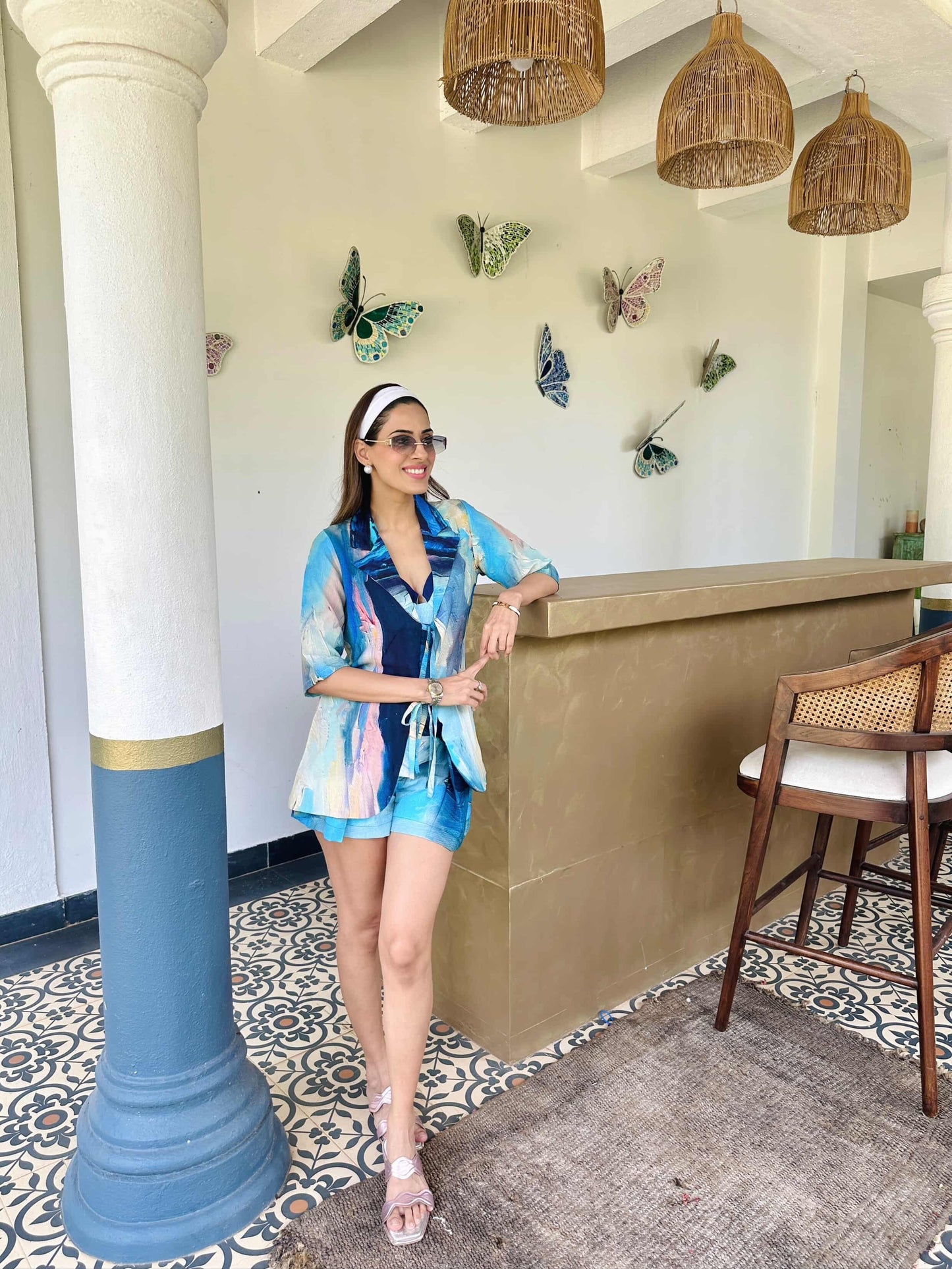 Shruti Juneja in Celesté Tie-up Shorts and Shirt