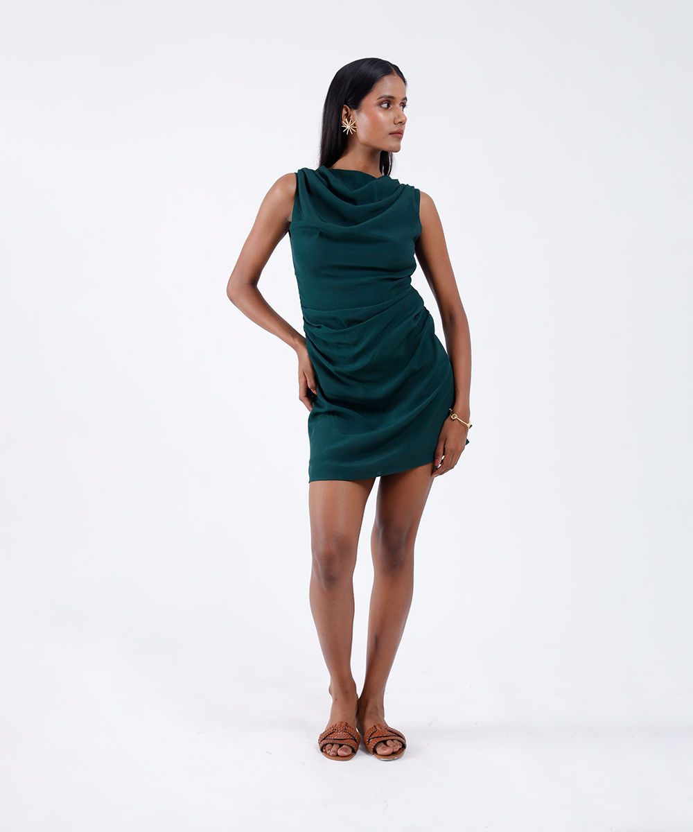 Emerald Cowl Dress