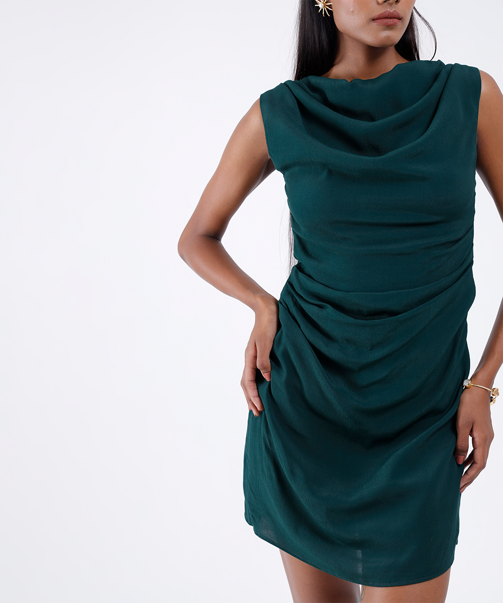 Emerald Cowl Dress