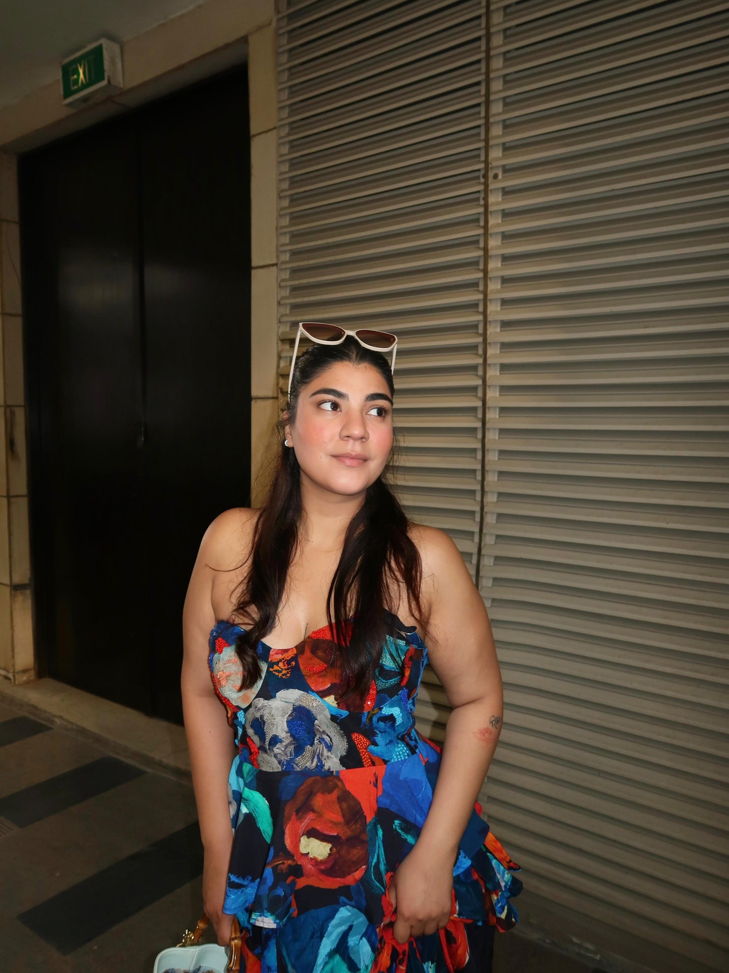 Sanshrati in Parade Noir Peplum Bustier and Ruffle Maxi Skirt