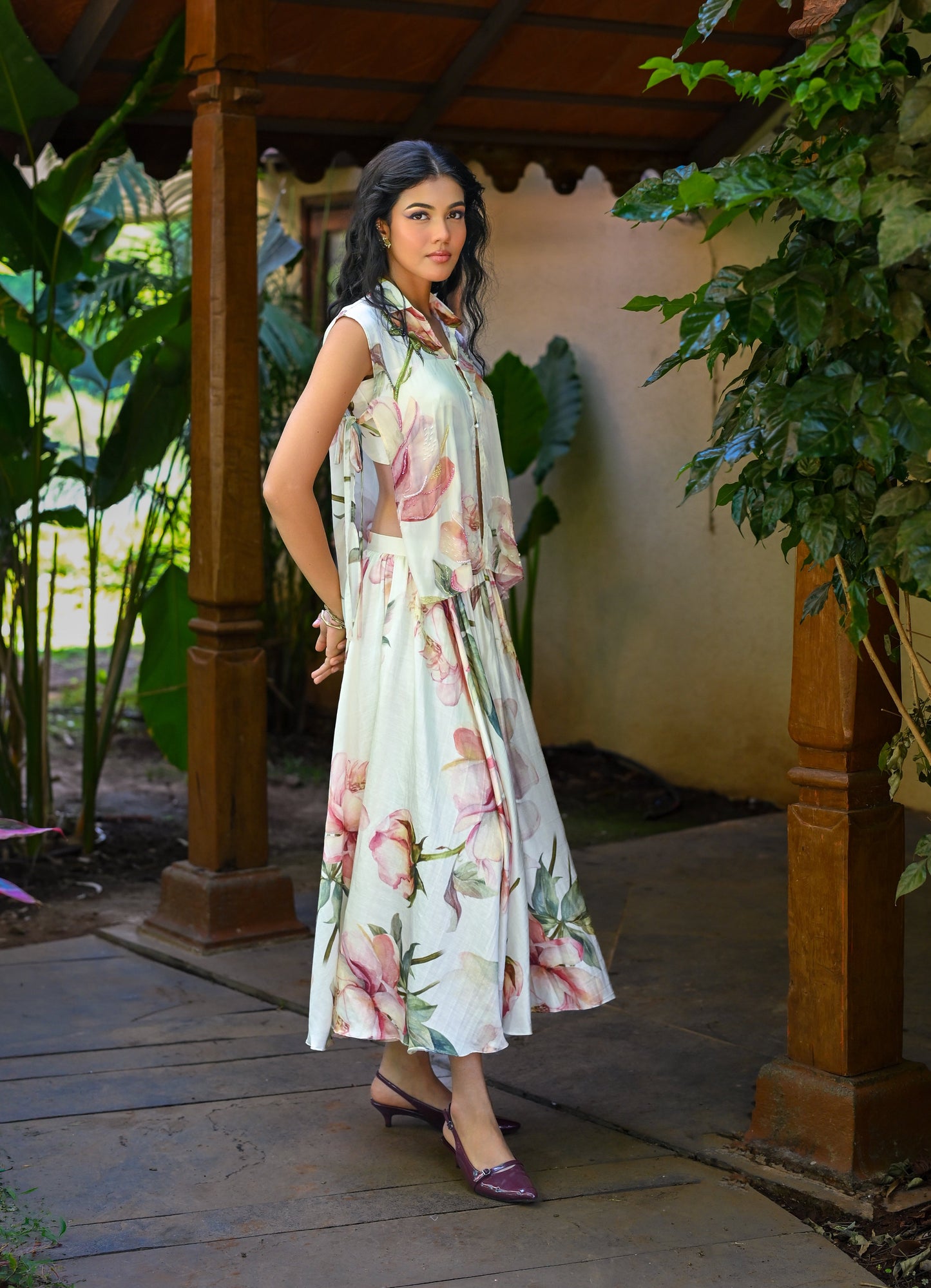 Peonies Apron and Midi Skirt Set