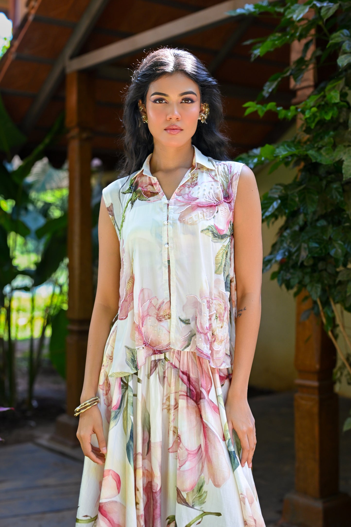 Peonies Apron and Midi Skirt Set