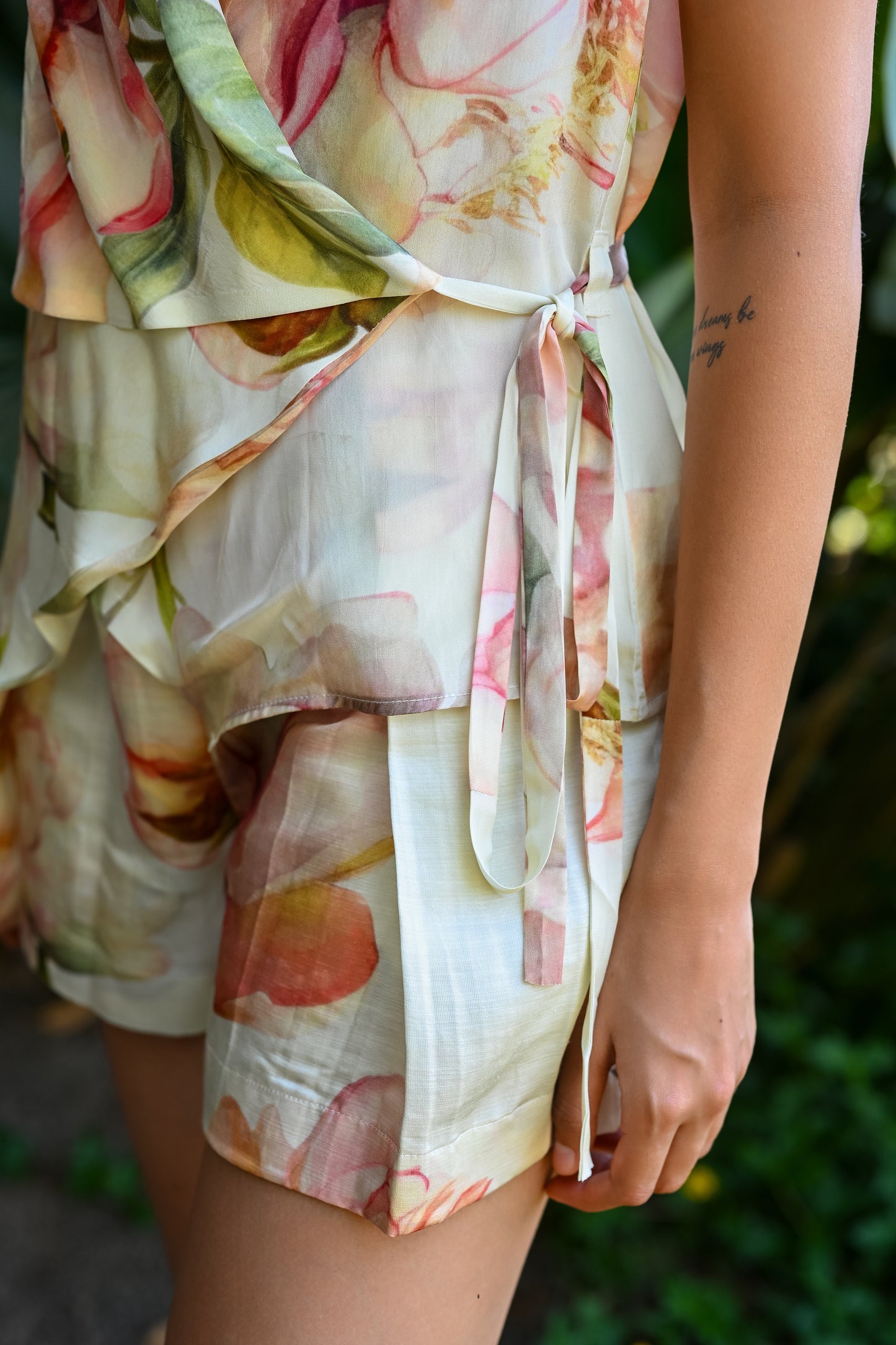 Peonies Wrap Top and Shorts