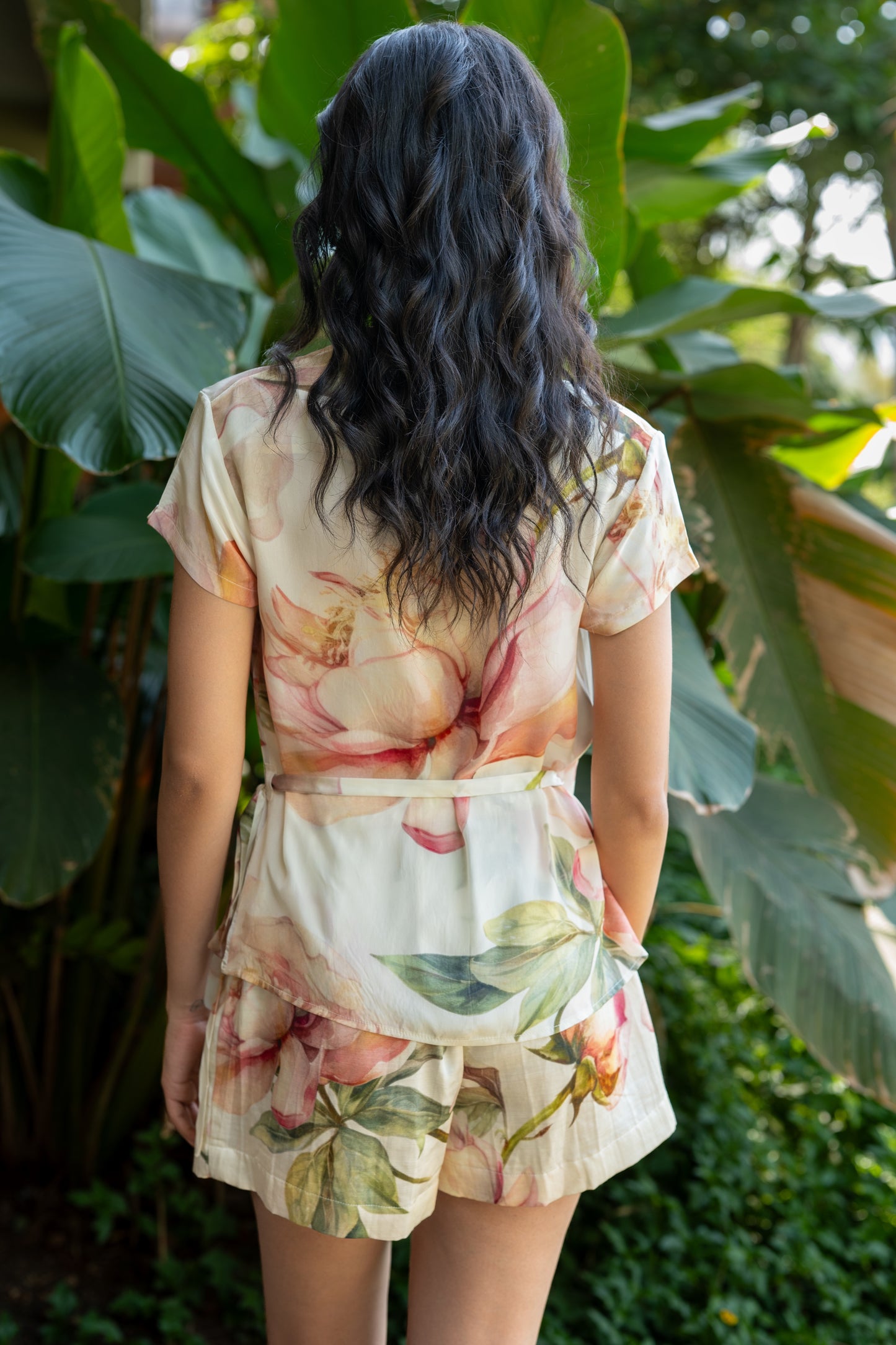 Peonies Wrap Top and Shorts