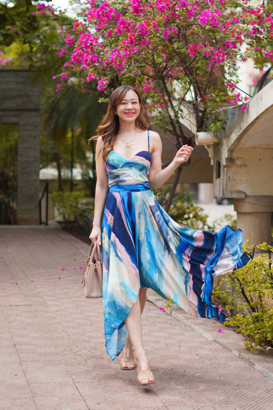 Natasha Shrotri in Celesté Bustier and Handkerchief Skirt
