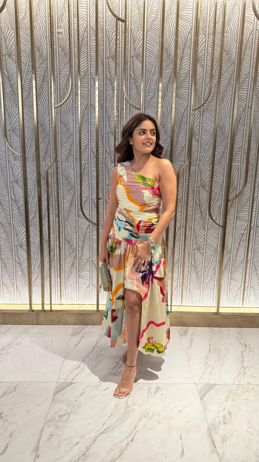 Simran Luthria in Nymphéa Long Cutout Dress
