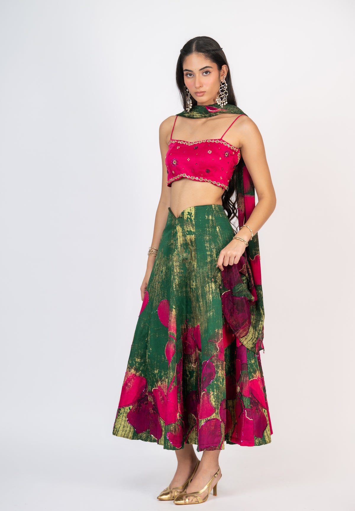 Gulaaboo V Cut Lehenga Set With Dupatta