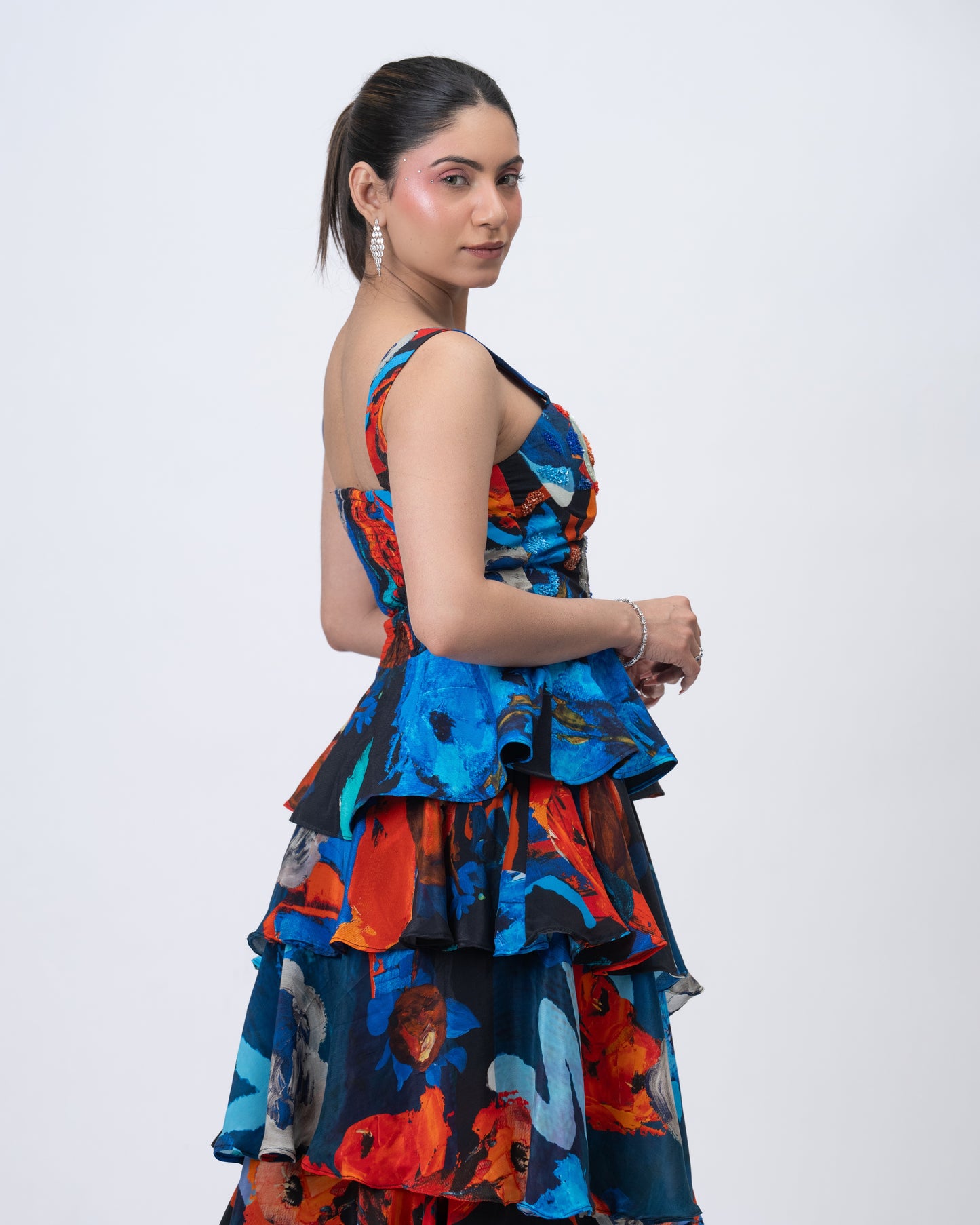 Parade Noir Peplum Bustier and Ruffle Maxi Skirt